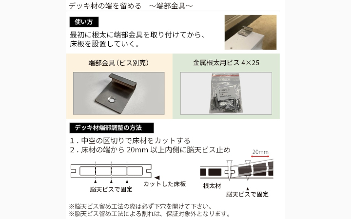オリジナル人工木用 端部金具(25個入り)